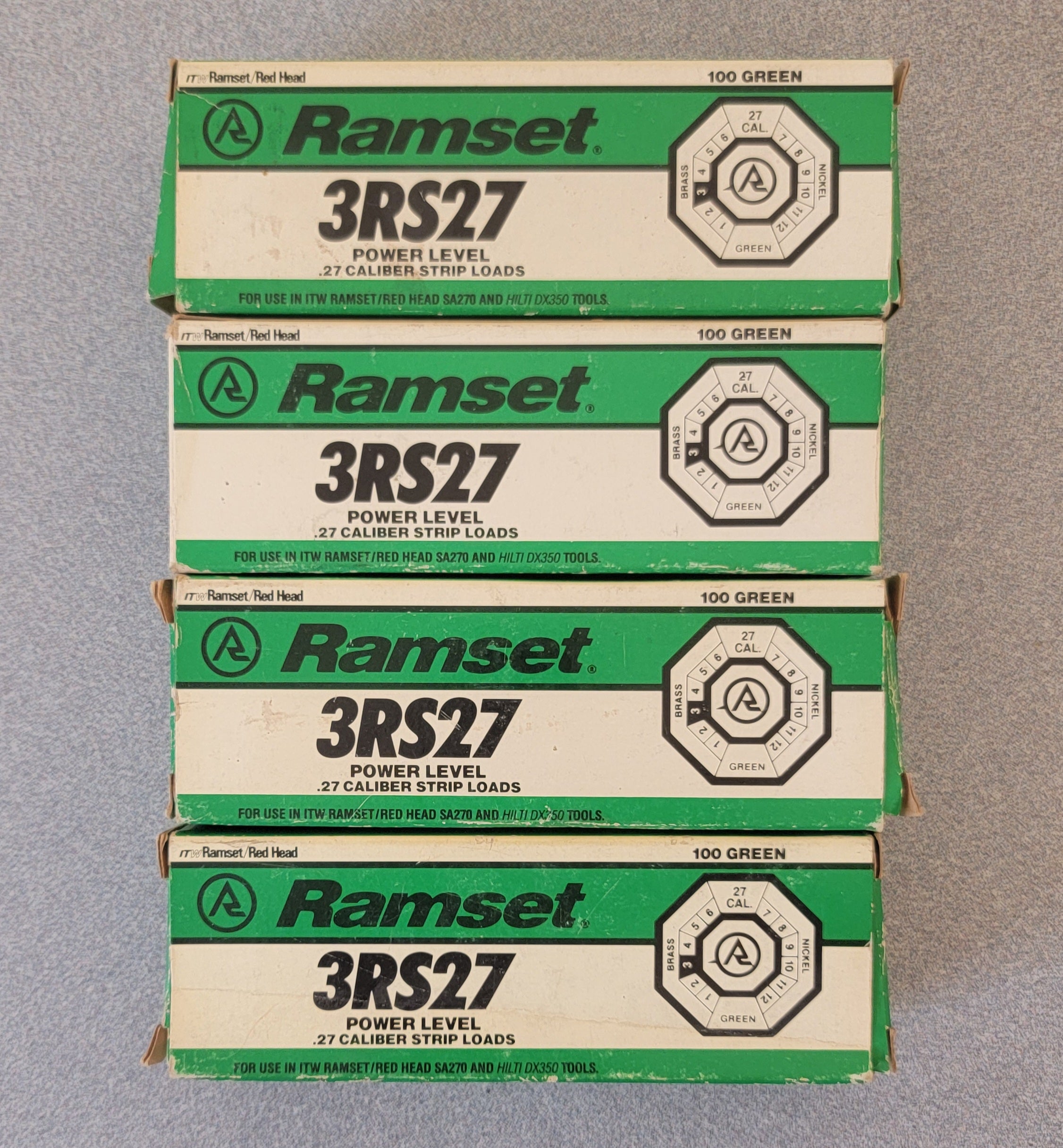 Ramset 3RS27, 400 Count. (4 Boxes of 100).  Green